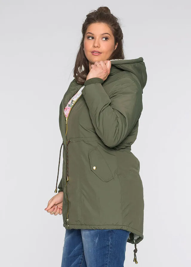 Parka con forro polar Verde oliva