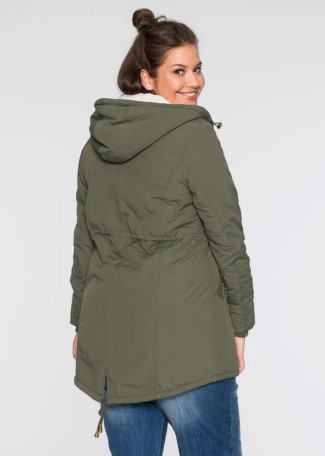 Parka con forro polar Verde oliva