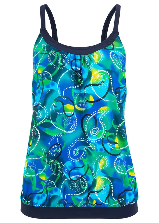 Parte superior del tankini Azul estampado