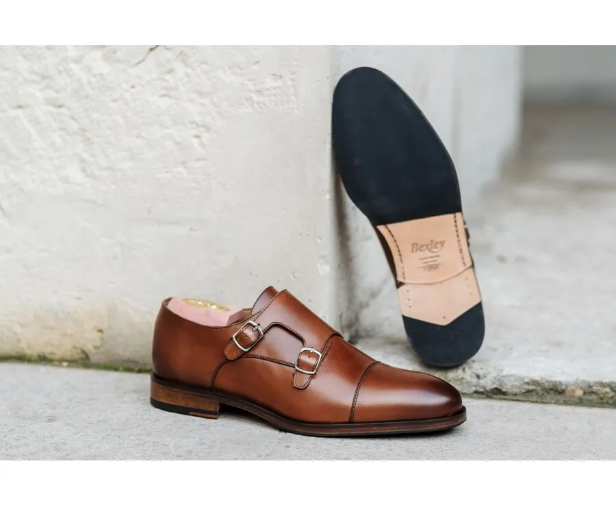 Patina Cognac Leather Buckle Shoes - GREYDALE PATIN