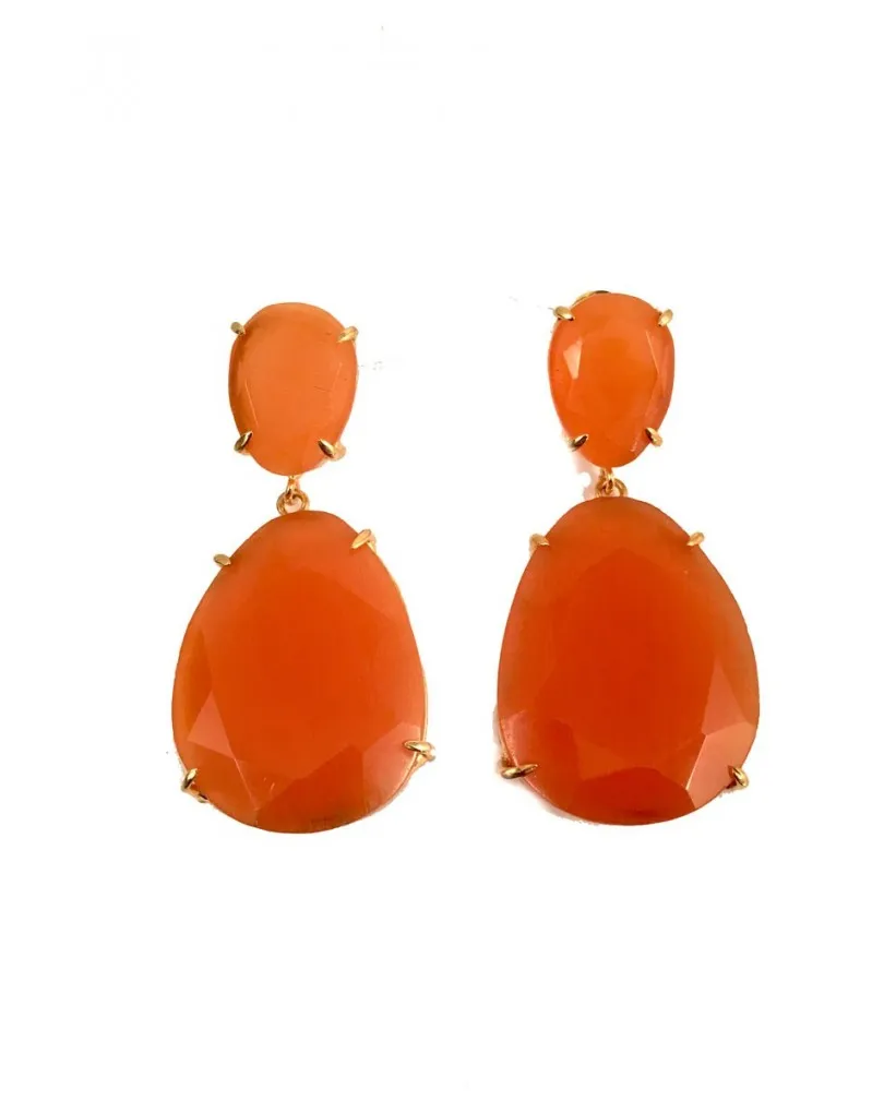 PENDIENTES DE PIEDRA COLOR NARANJA