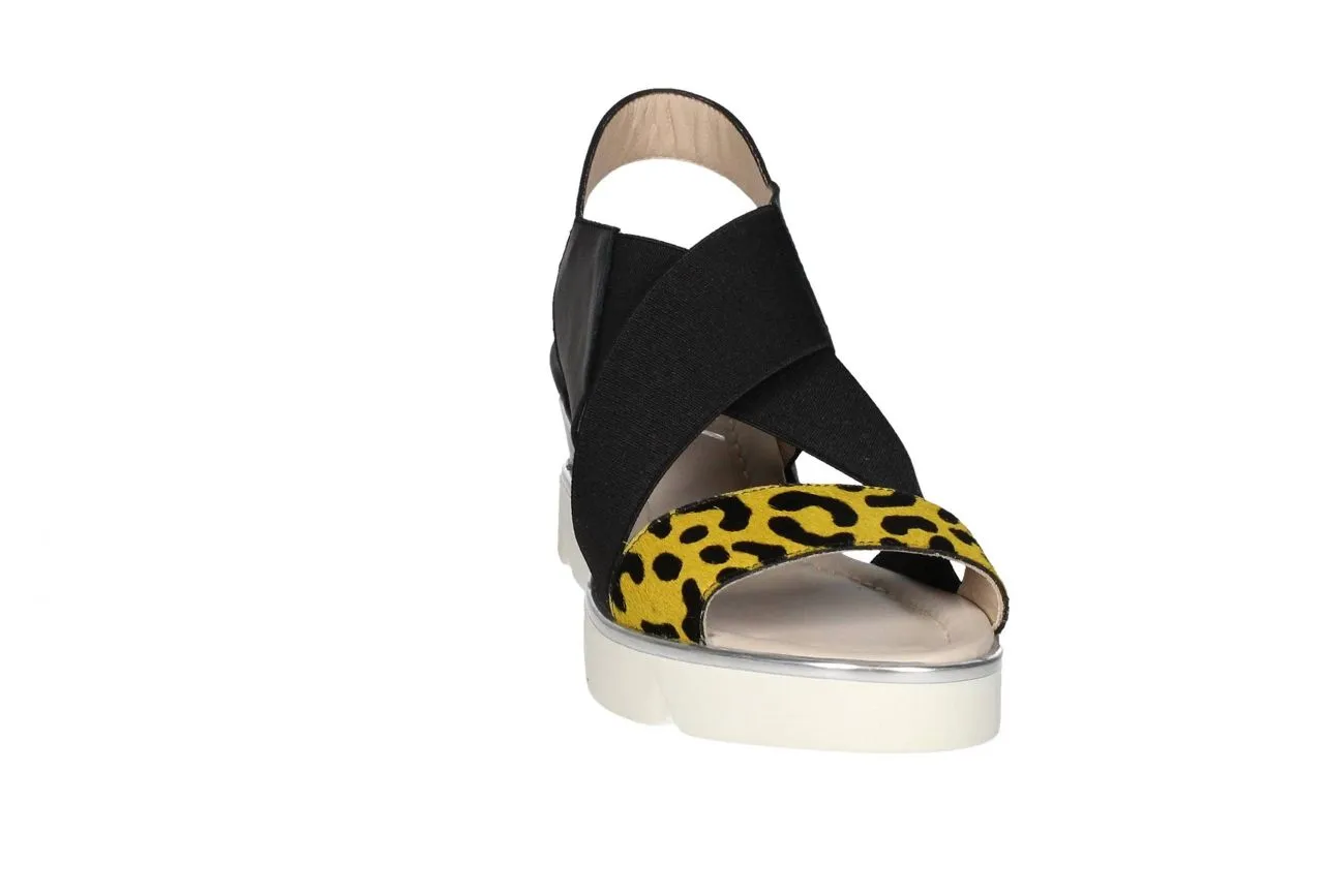 Sandalia Leopardo Amarillo/negro Elastico Cruzado