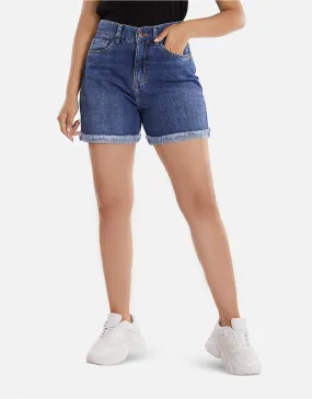 Short jean azul tiro alto mm