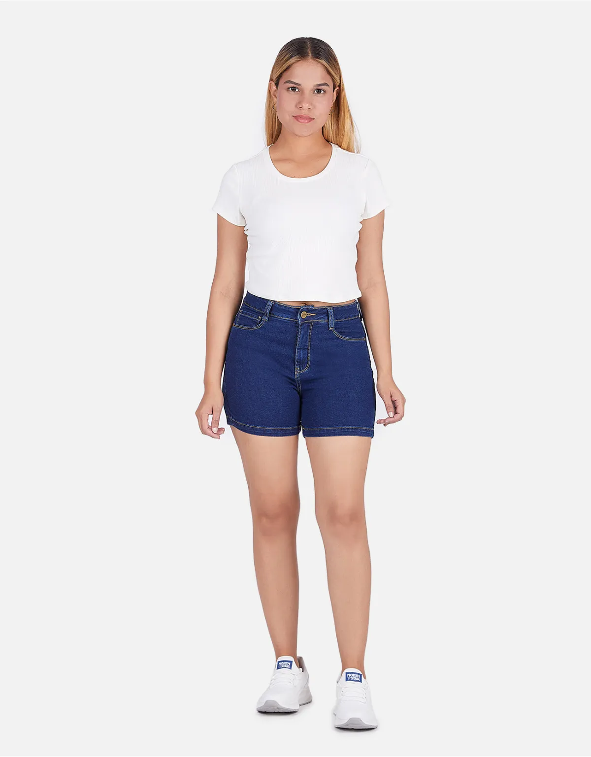 Short jean azul tiro alto