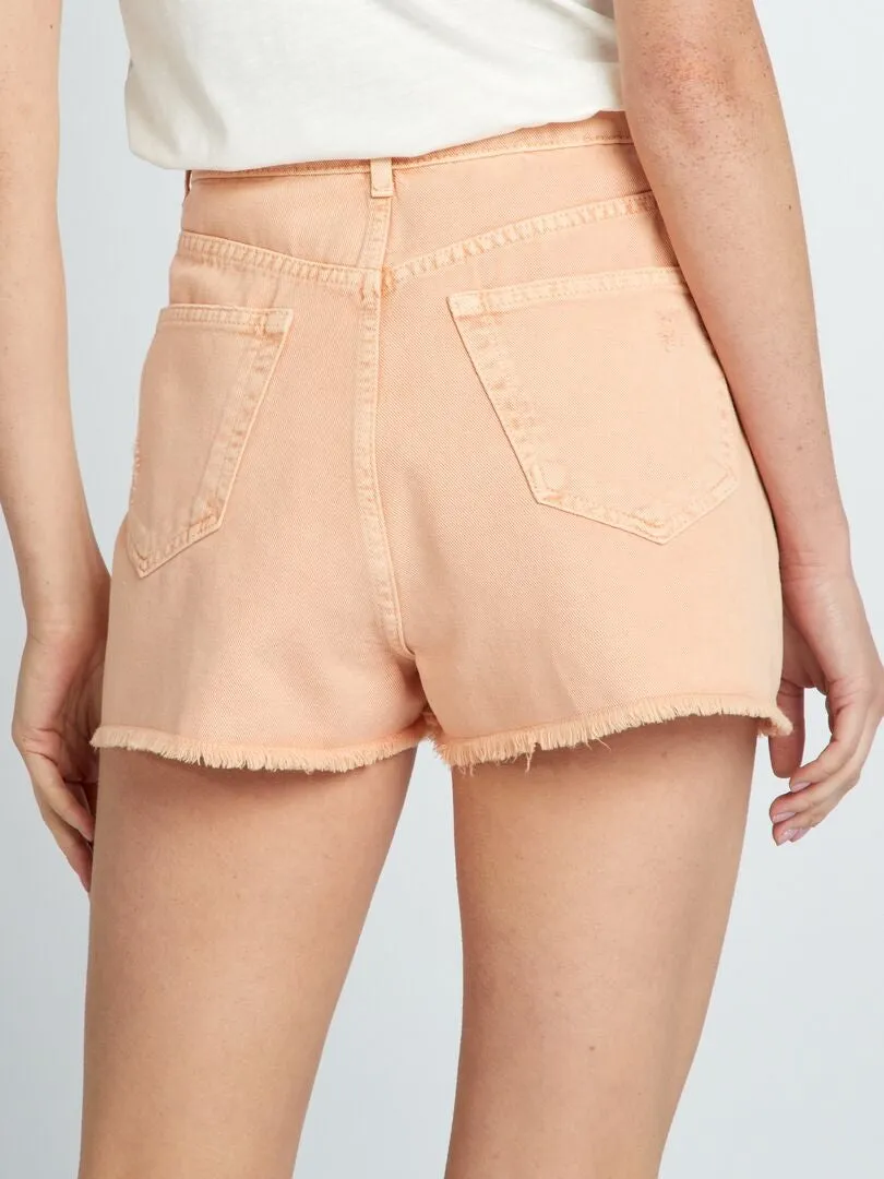 Short vaquero descolorido - NARANJA