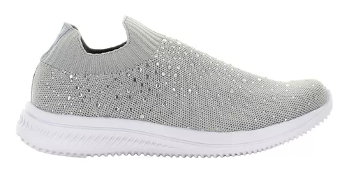 Stampa Tenis Slip On Plateado Zirconia Brillante Mujer 78688