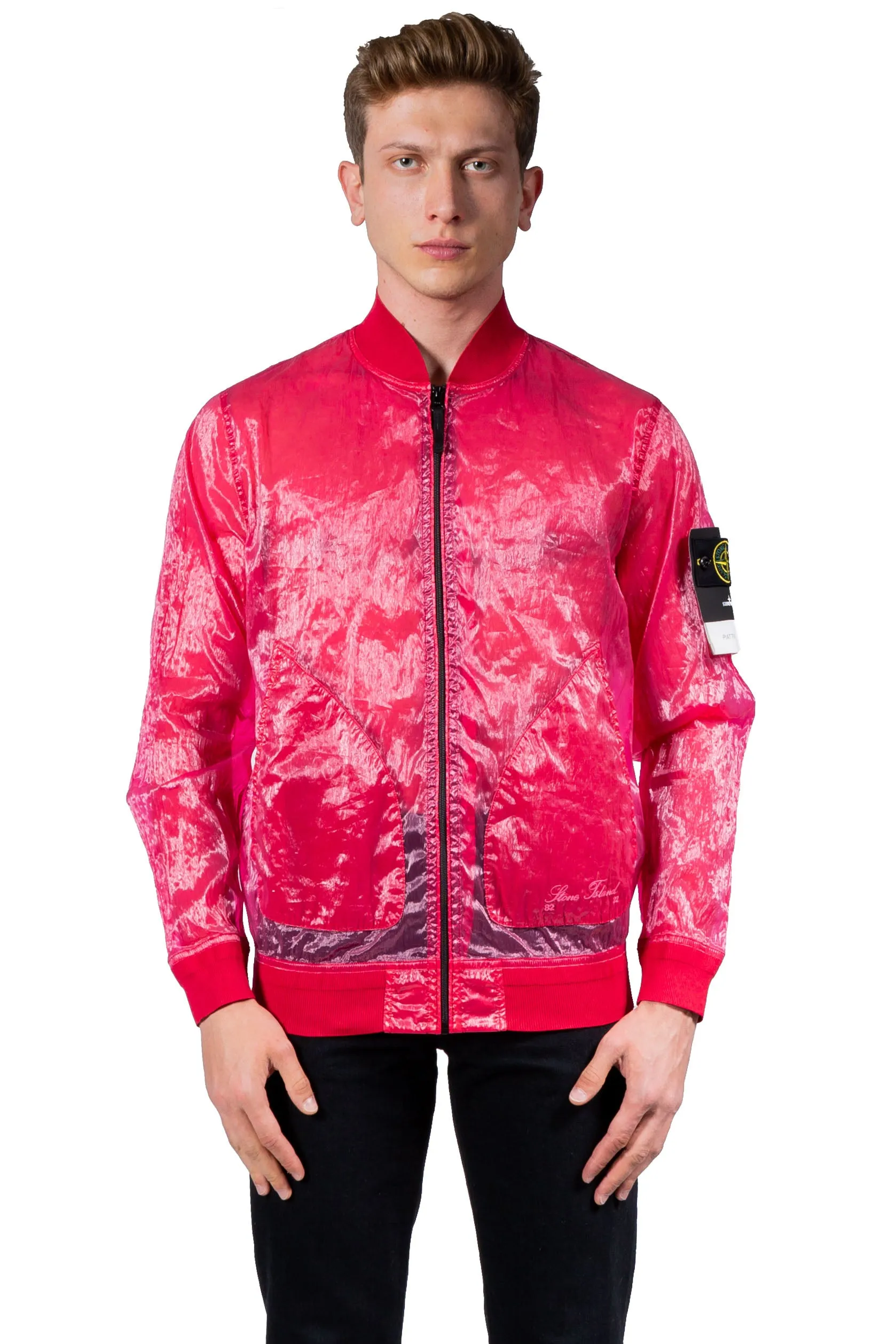 Stone Island Bomber Jacket Piattina Garment Dyed Red J