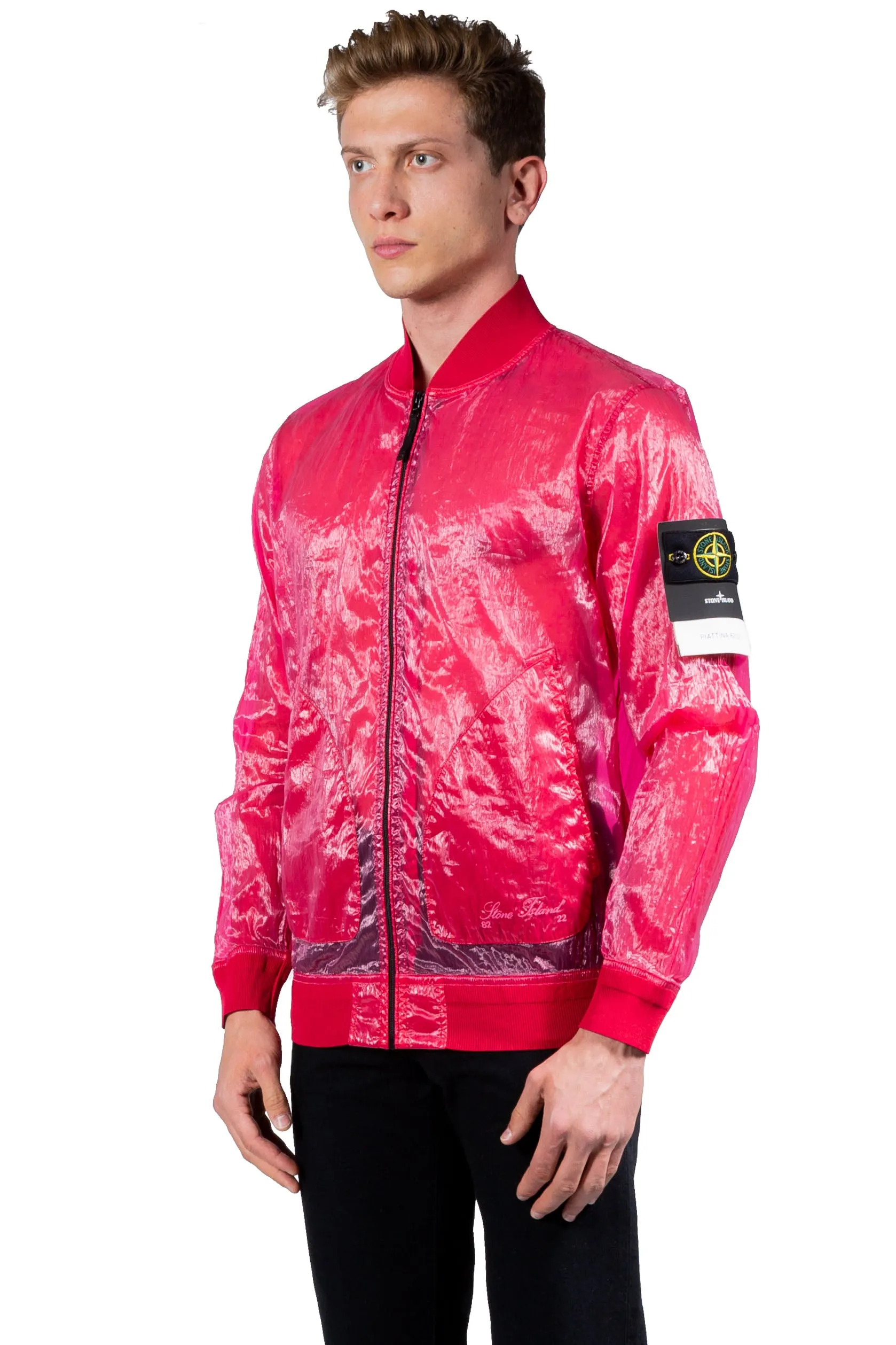 Stone Island Bomber Jacket Piattina Garment Dyed Red J