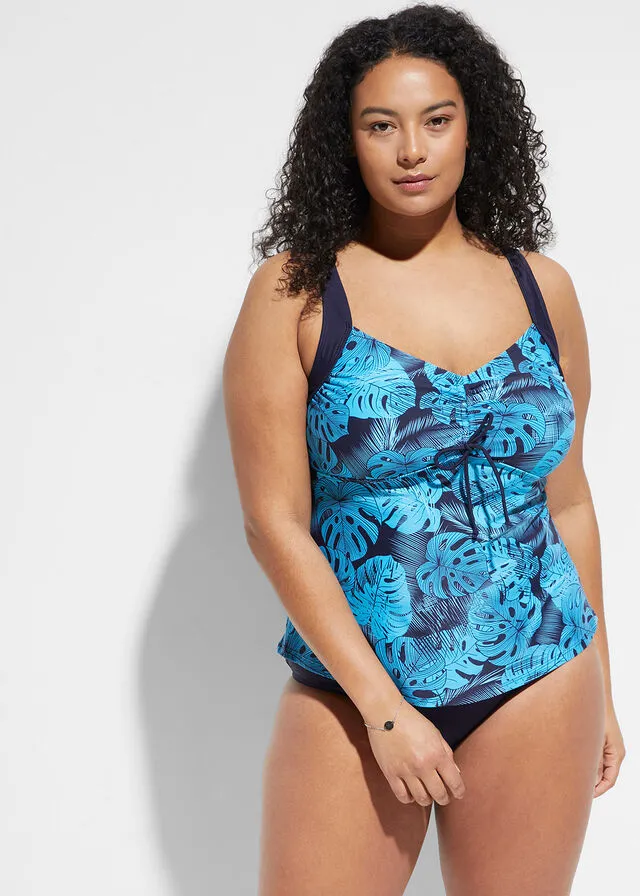 Tankini (2 piezas) de poliamida reciclada Azul/turquesa