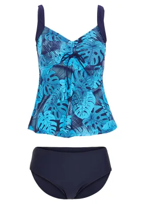 Tankini (2 piezas) de poliamida reciclada Azul/turquesa