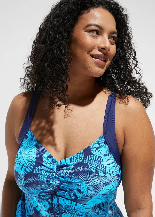 Tankini (2 piezas) de poliamida reciclada Azul/turquesa