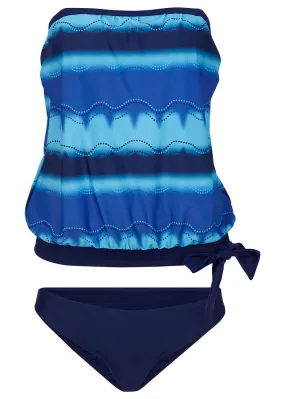 Tankini oversize (2 piezas) Azul-turquesa estampado