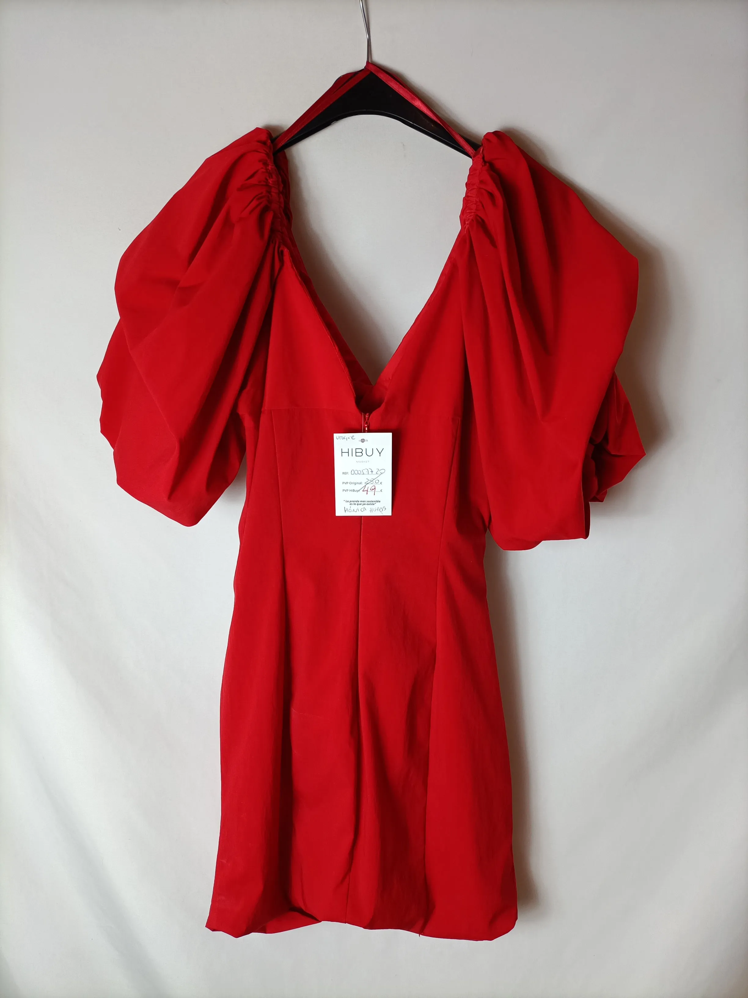 UTERQUE Vestido rojo fruncido. T S