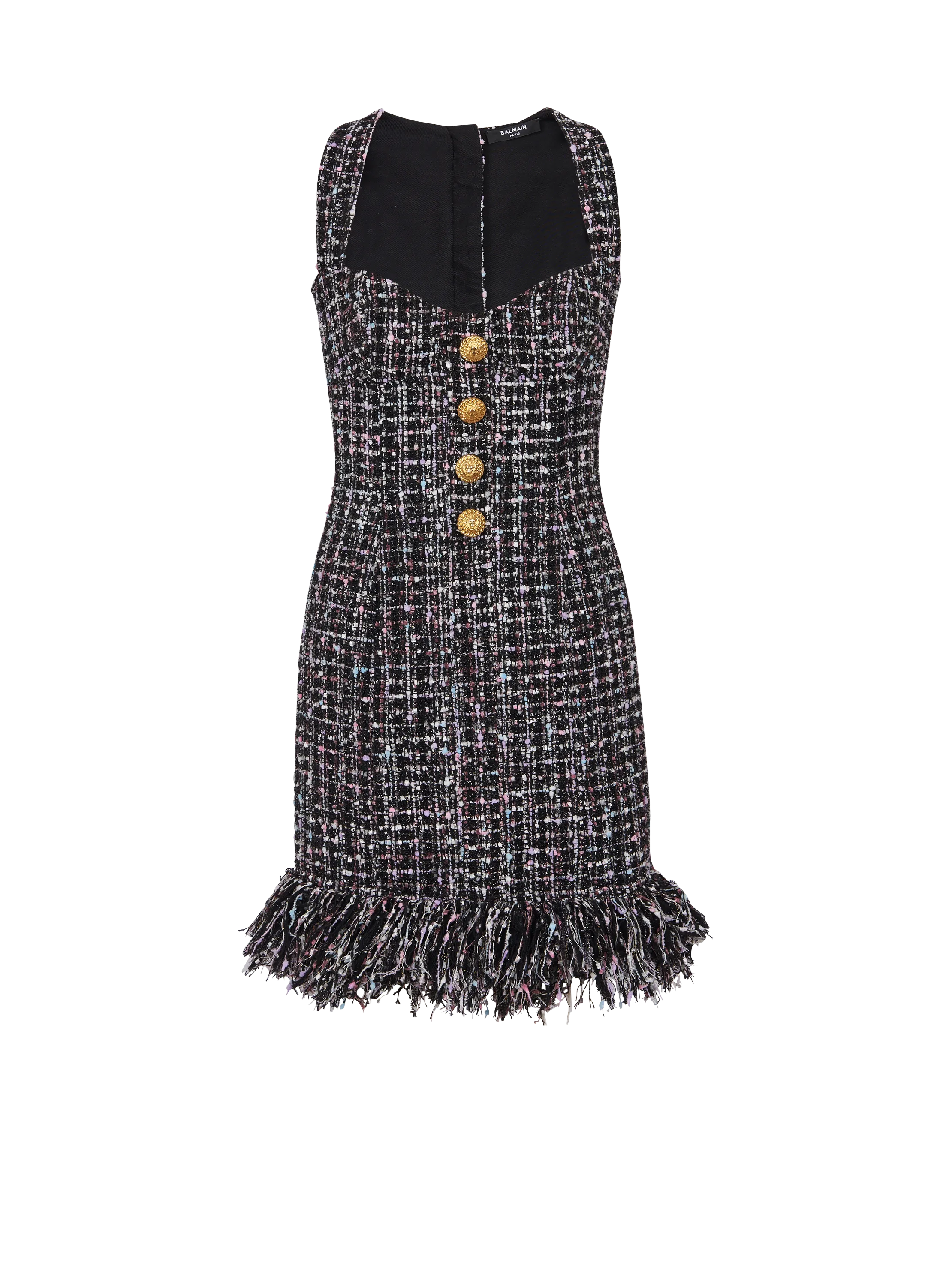 Vestido corto de tweed con botones