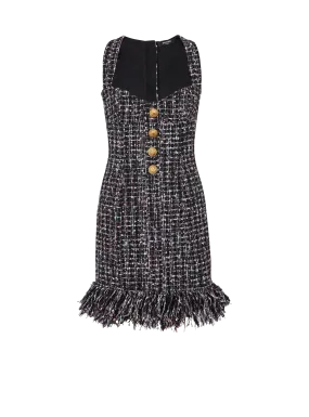 Vestido corto de tweed con botones