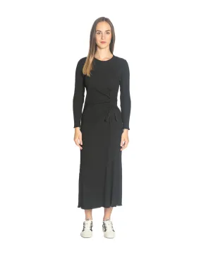 VESTIDO MIDI NEGRO FRUNCIDO EVANS RITA ROW