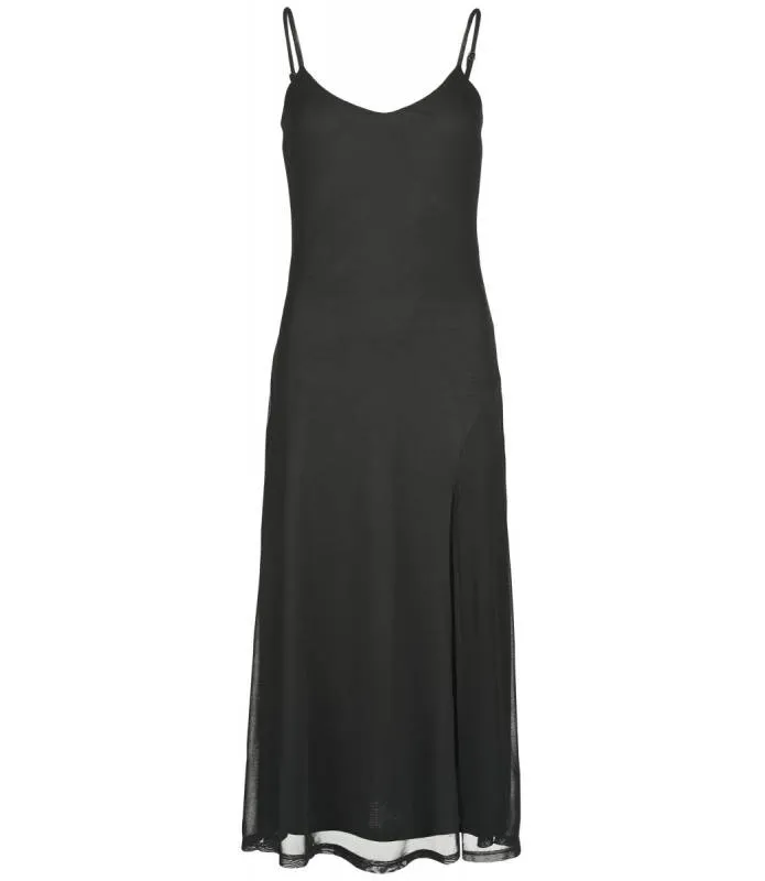 Vestido negro tul largo abertura lateral Araziel Mesh Dress Banned DR16918