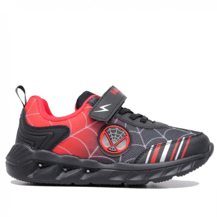 Zapatillas deporte negros spiderman con luces