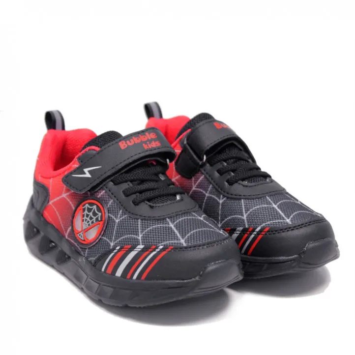 Zapatillas deporte negros spiderman con luces