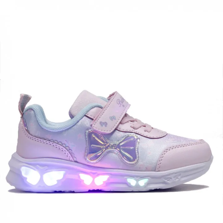 Zapatillas deporte rosas con lazo y luces