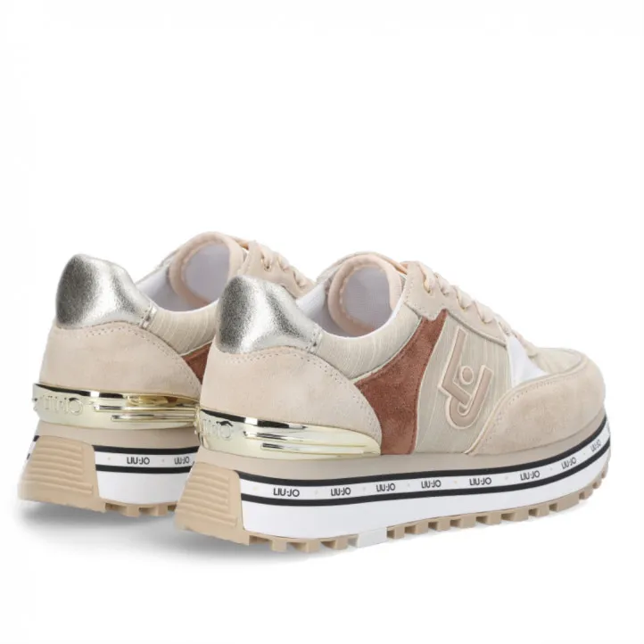 Zapatillas Liu jo beige con plataforma de tejido brillante